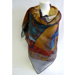 Scarf (90x90) "La vague" by Patricia LEROUX