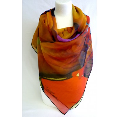 Scarf (90x90) "Femme Lovée" by Patricia LEROUX