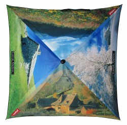 Advertising umbrella for "la présentation des Haras d'Aurillac au Salon Agriculture"