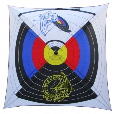 advertising umbrella for "Club tir à l'arc d'Houilles"
