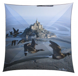 advertising umbrella for "Voler avec les oiseaux"