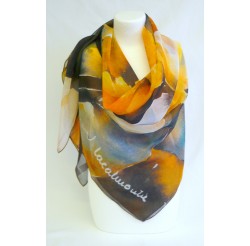 Foulard mousseline  polyester (90x90) "Les jonquilles" de Jean Lacalmontie