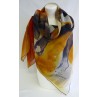Scarf polyester (90x90)  "Le taureau" by Anne LAROSE