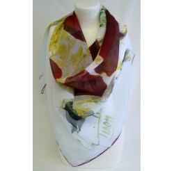 Foulard  mousseline polyester (90x90) "Les coquelicots" de Christine TISON