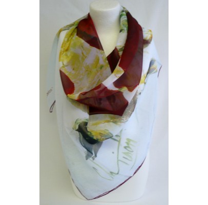 Scarf  polyester (90x90) "Les coquelicots" by Christine TISON