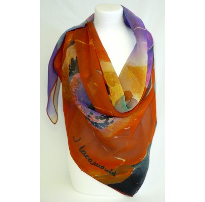 Scarf (90x90)  "Les anémones" by Jean LACALMONTIE