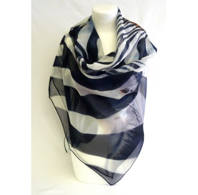 Foulard (90x90) "Deux zèbres" d'Anne LAROSE