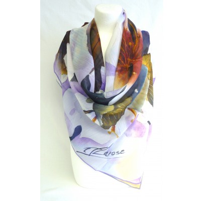 Foulard (90x90)  "Fleurs de cerisiers" d'Anne LAROSE