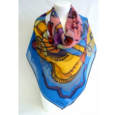 Foulard (90x90)  "J'aime la vie" de Raymond VAURS